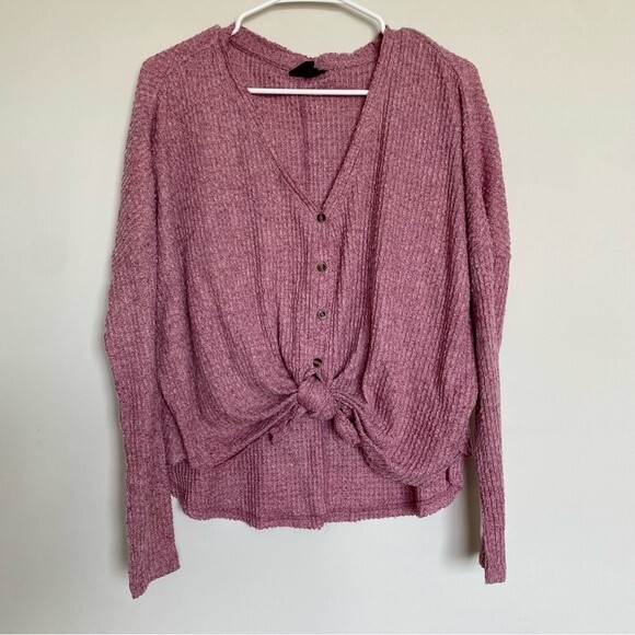 Urban Outfitters Tops Jojo Oversized Thermal Button Front Top Size Small - Picture 3 of 11